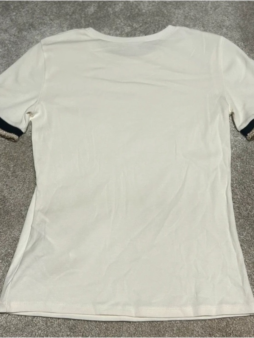 Zara Cream Short Sleeve Tee with Black Trim - Picture 2 of 5